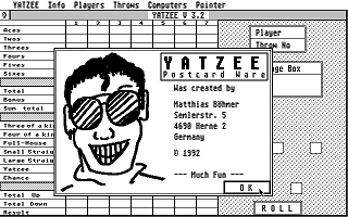 Yatzee atari screenshot